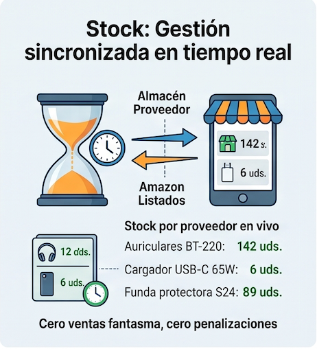 Stock: gestión sincronizada en tiempo real entre el almacén del proveedor y tus listados en Amazon